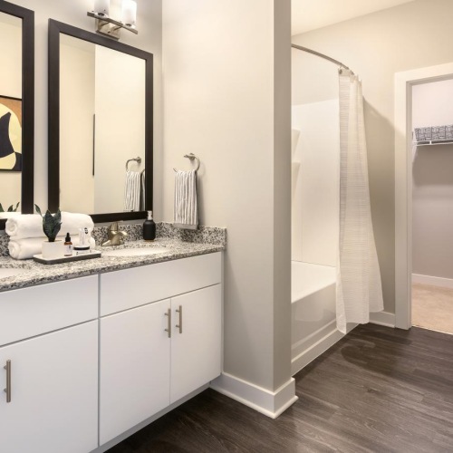 Spacious bathrooms with everything you need a bathroom with a large mirror